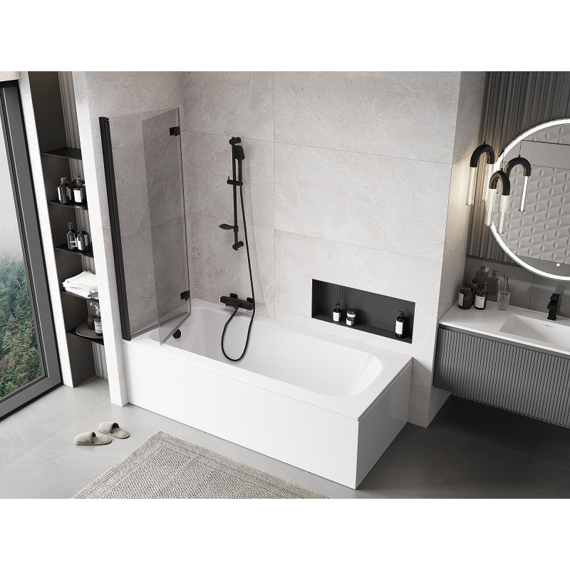 Mexen Mist paratia per doccia 2-ante sinistra 110 x 150 cm, trasparente, nero - 8A9-110-002-70-00-L