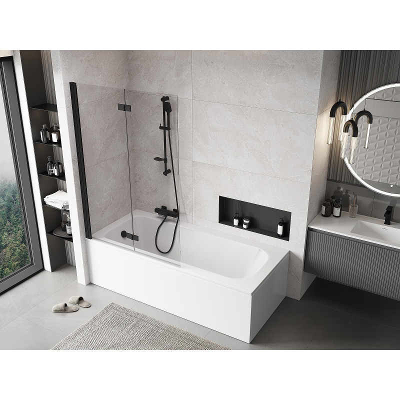Mexen Mist 2-panel left shower screen 110 x 150 cm, transparent, black - 8A9-110-002-70-00-L