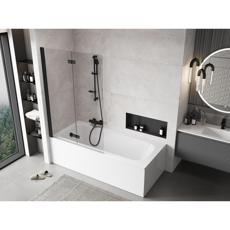 Mexen Mist paratia per doccia 2-ante sinistra 110 x 150 cm, trasparente, nero - 8A9-110-002-70-00-L