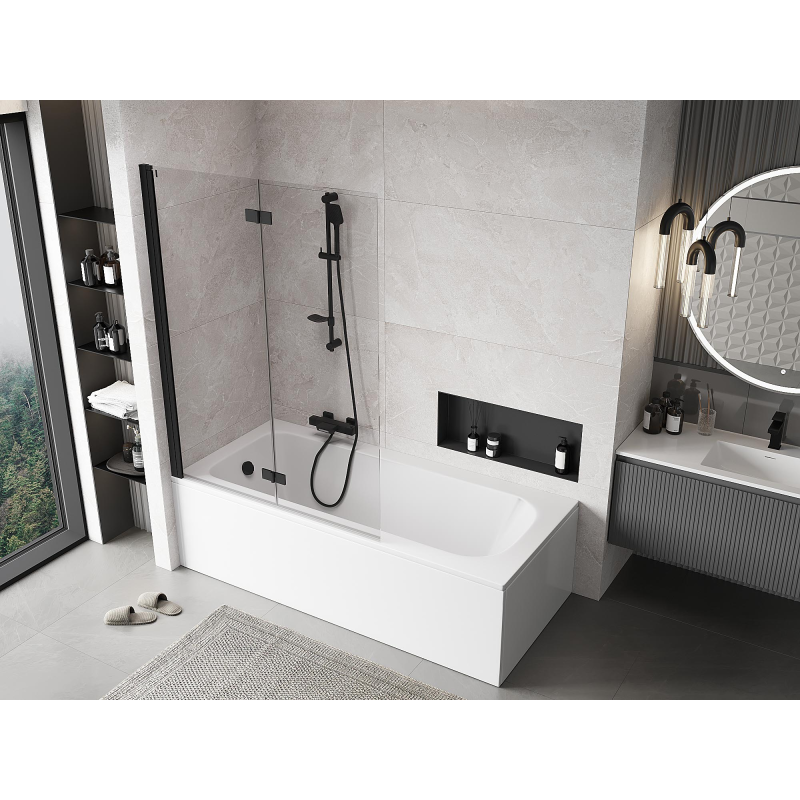 Mexen Mist paratia per doccia a 2 ante sinistra 120 x 150 cm, trasparente, nero - 8A9-120-002-70-00-L