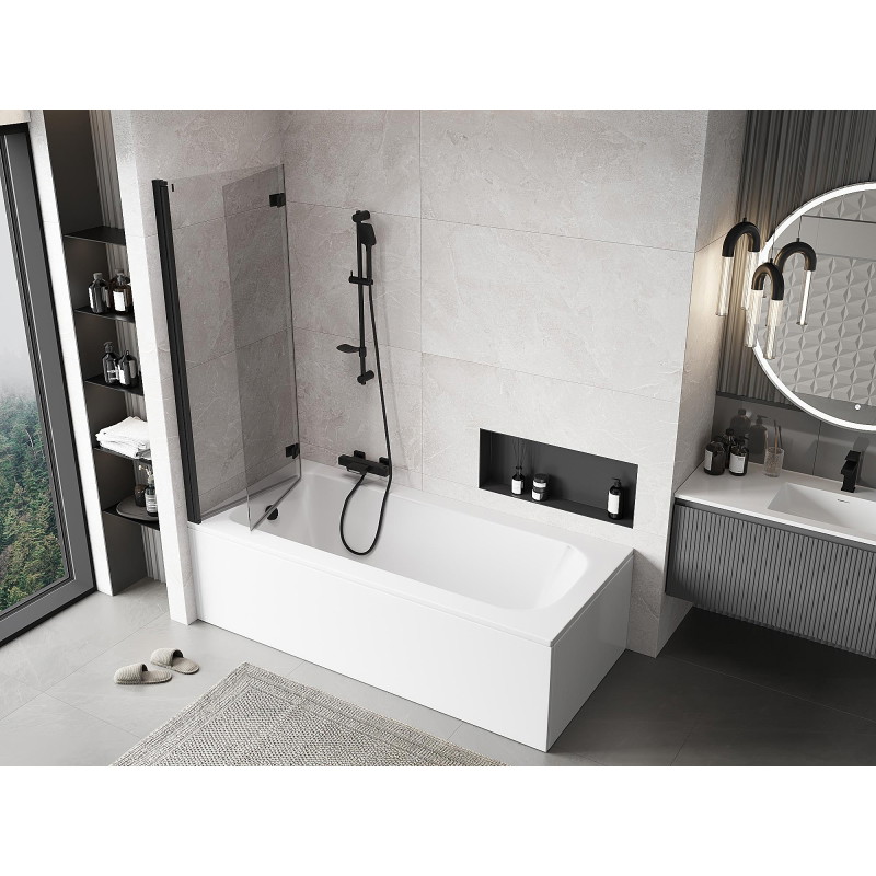Mexen Mist 2-panel left shower screen 120 x 150 cm, transparent, black - 8A9-120-002-70-00-L