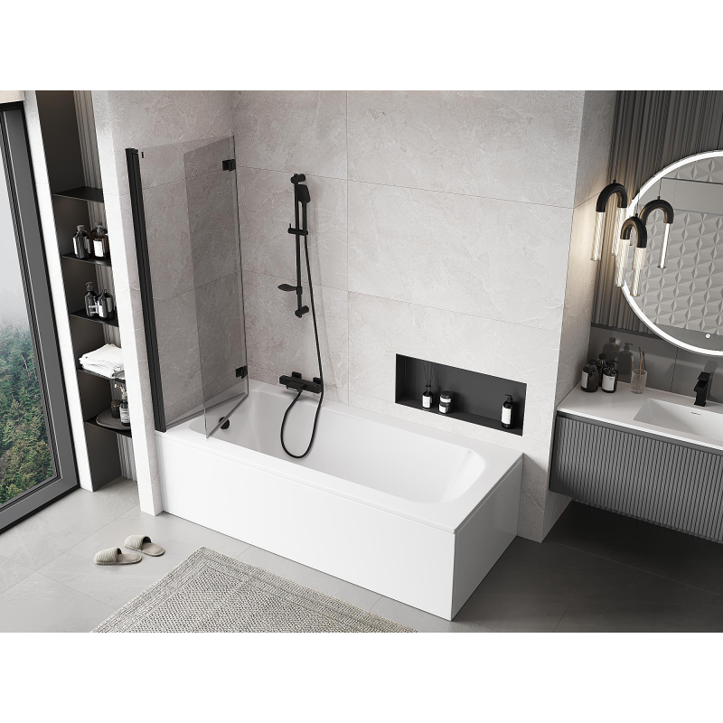 Mexen Mist paratia per doccia a 2 ante sinistra 120 x 150 cm, trasparente, nero - 8A9-120-002-70-00-L