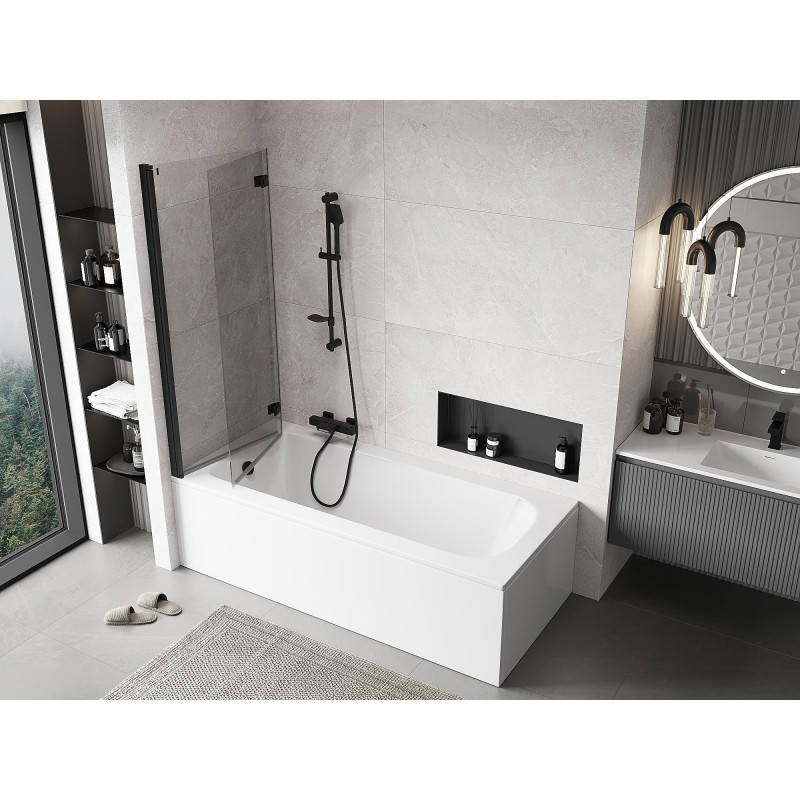Mexen Mist shower screen 2-panel left 130 x 150 cm, transparent, black - 8A9-130-002-70-00-L