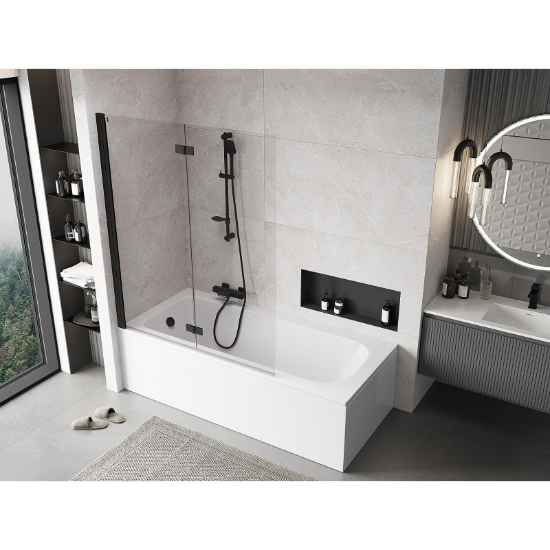 Mexen Mist shower screen 2-panel left 130 x 150 cm, transparent, black - 8A9-130-002-70-00-L