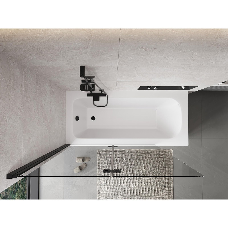 Mexen Mist shower screen 2-panel left 130 x 150 cm, transparent, black - 8A9-130-002-70-00-L