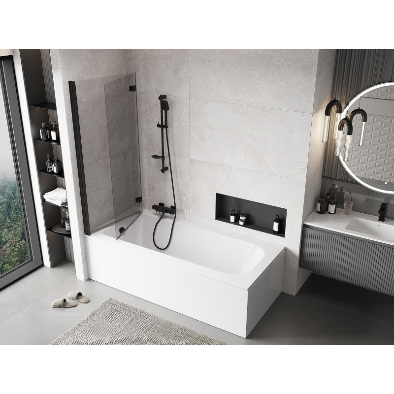 Mexen Mist 2-panel left shower screen 140 x 150 cm, transparent, black - 8A9-140-002-70-00-L