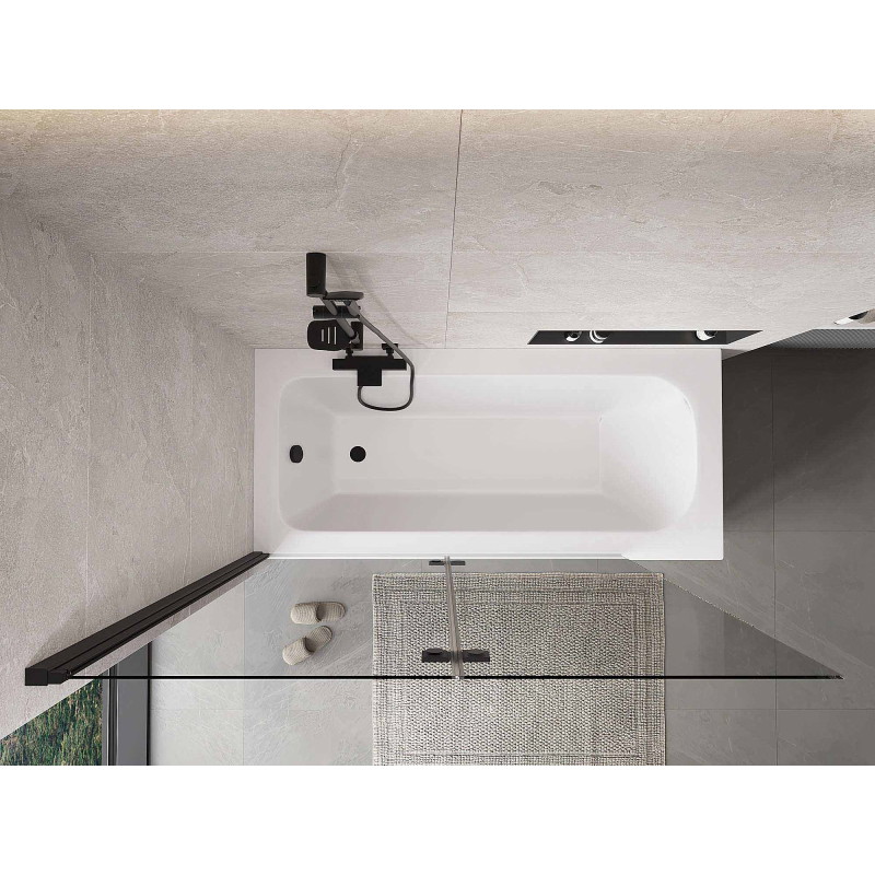Mexen Mist 2-panel left shower screen 140 x 150 cm, transparent, black - 8A9-140-002-70-00-L