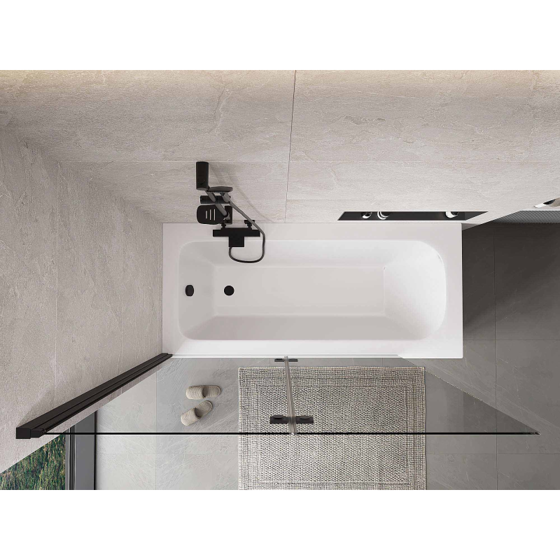 Mexen Mist paravento doccia 2-ante sinistro 140 x 150 cm, trasparente, nero - 8A9-140-002-70-00-L