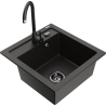 Mexen Vito granitische spoelbak 1-komorig met keukenkraan Telma, zwart/goud metallic - 6503-75-670200-70-B