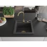 Mexen Vito 1-bowl granite kitchen sink with Telma kitchen tap, black speckled - 6503-76-670200-50