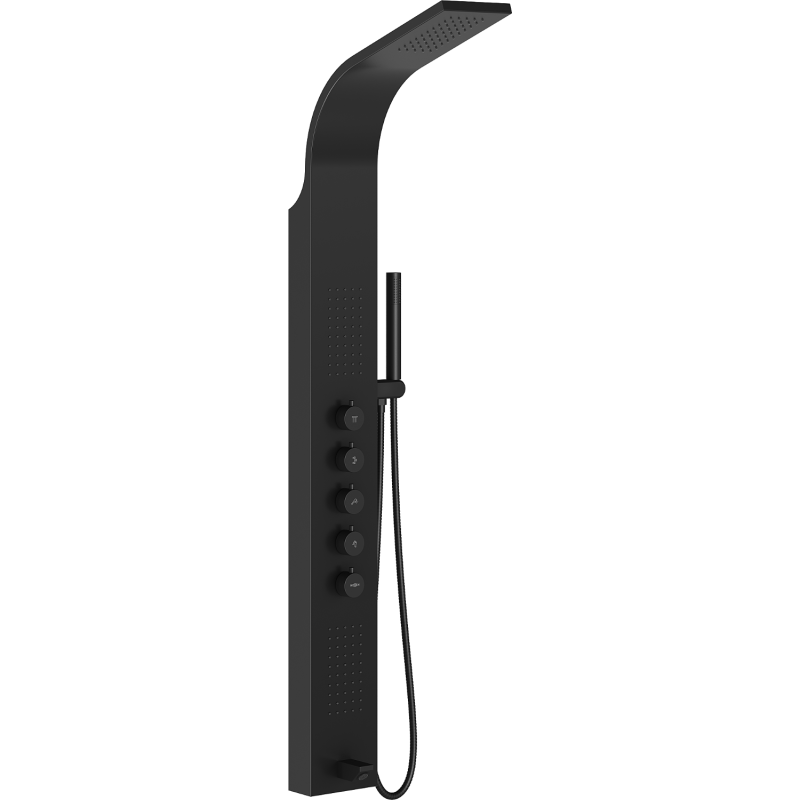 Mexen Timor panel de ducha con grifo, negro - 7621-04-70