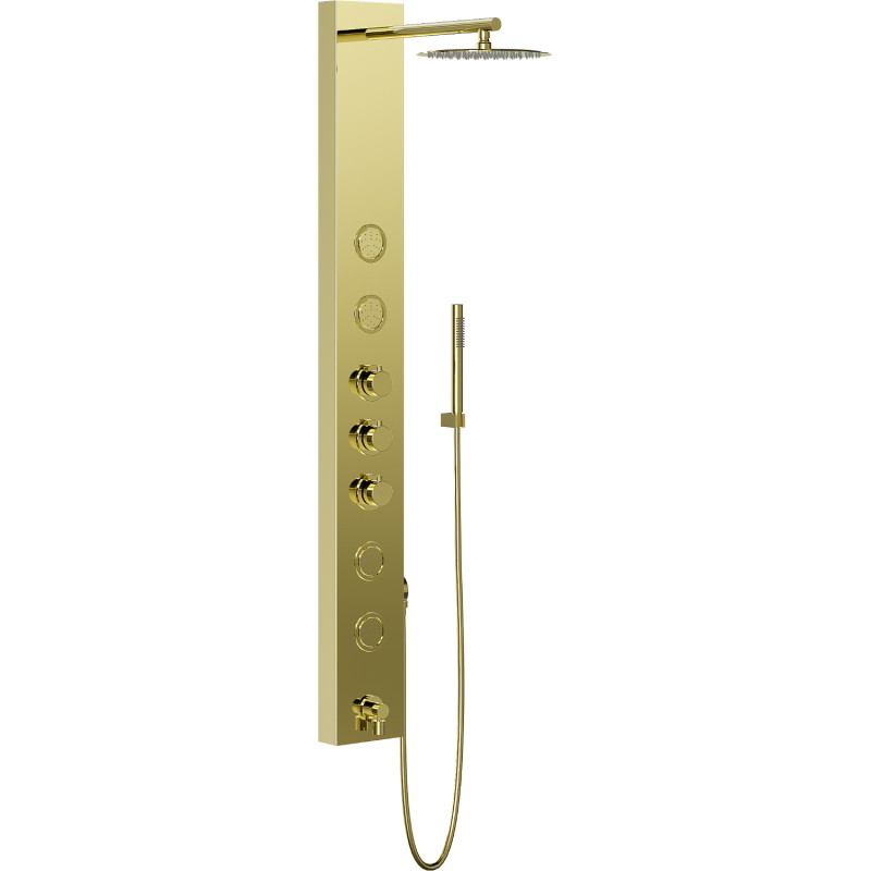 Mexen Ivo duschpanel med pip, guld - 7608-03-50