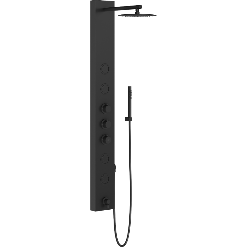 Mexen Ivo dušas panelis ar izteku, melns - 7608-03-70