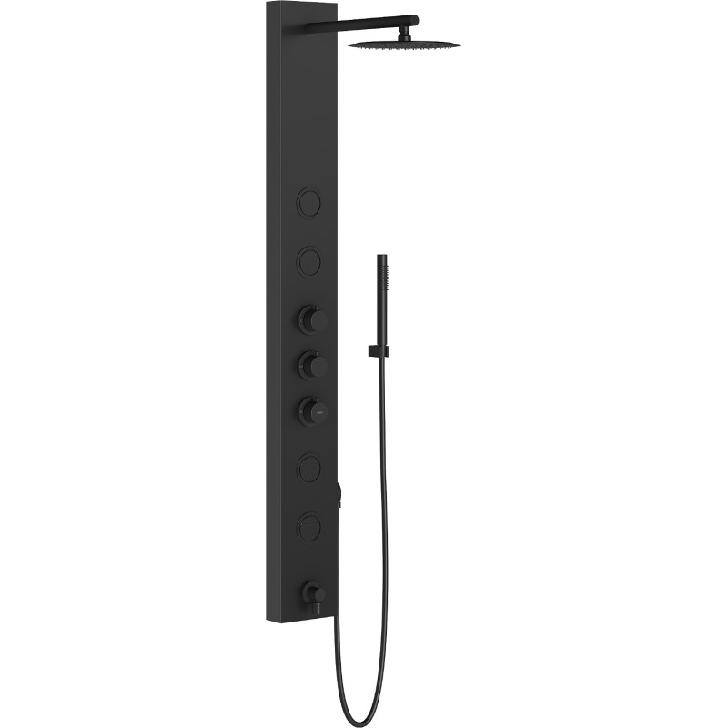 Mexen Ivo panel de ducha con grifo, negro - 7608-03-70