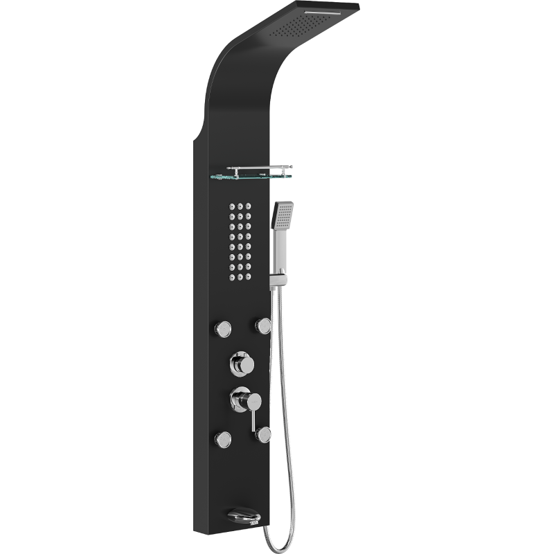 Mexen Adrox dušas panelis ar jaucējkrānu, melns - 7613-04-70