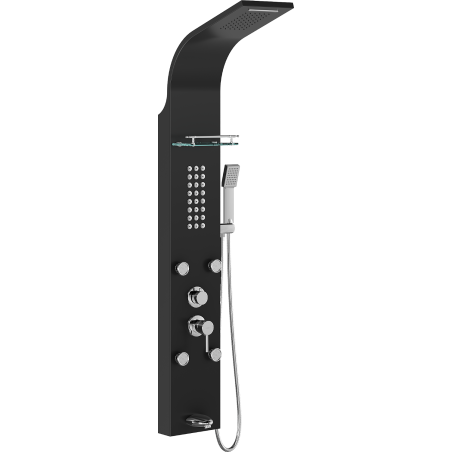 Mexen Adrox dušas panelis ar jaucējkrānu, melns - 7613-04-70