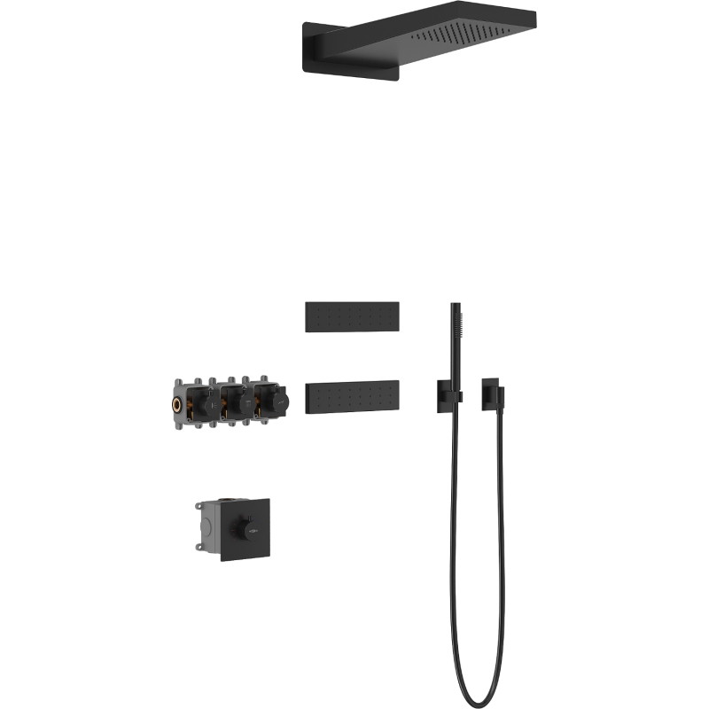 Mexen Fall ugradbeni tuš set, crni - 7602-04-70
