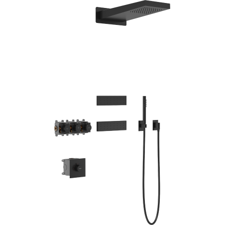 Mexen Fall inbouwdouche set, zwart - 7602-04-70