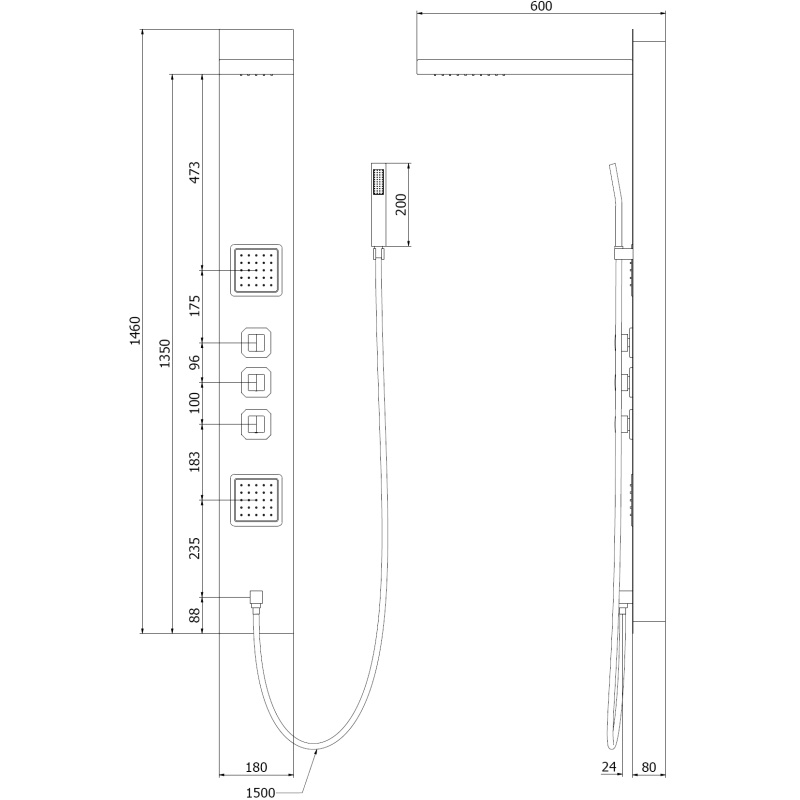 Mexen Savio ensemble de douche encastré, chrome - 7605-03-00