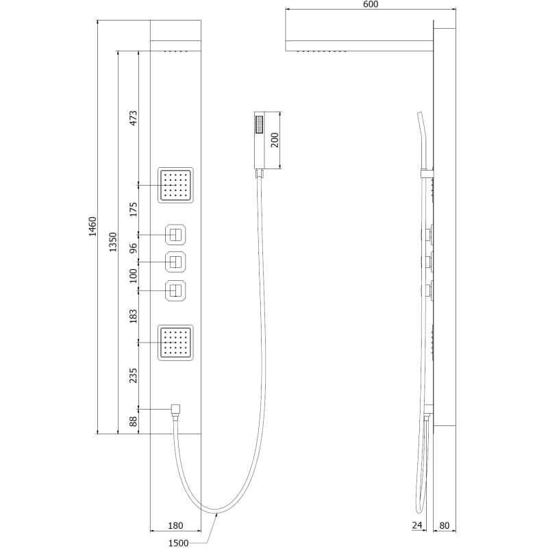 Mexen Savio Unterputz-Duschset, schwarz - 7605-03-70