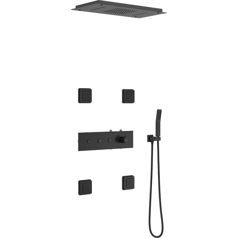 Mexen Soler ensemble de douche encastré, noir - 7601-04-70