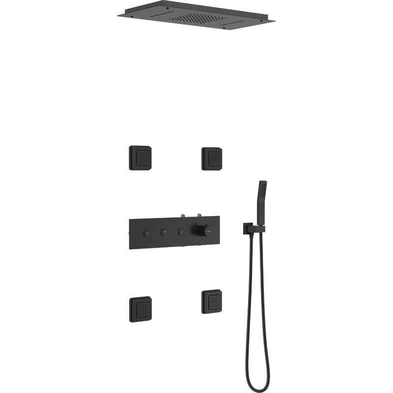 Mexen Soler inbouw doucheset, zwart - 7601-04-70