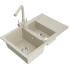 Mexen Gaspar Granitspüle 1,5-fach mit Abtropffläche und Küchenarmatur Duero, beige - 6507-69-671600-69