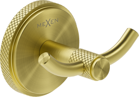 Mexen Gravo double towel hook, brushed gold - 70A93012-55
