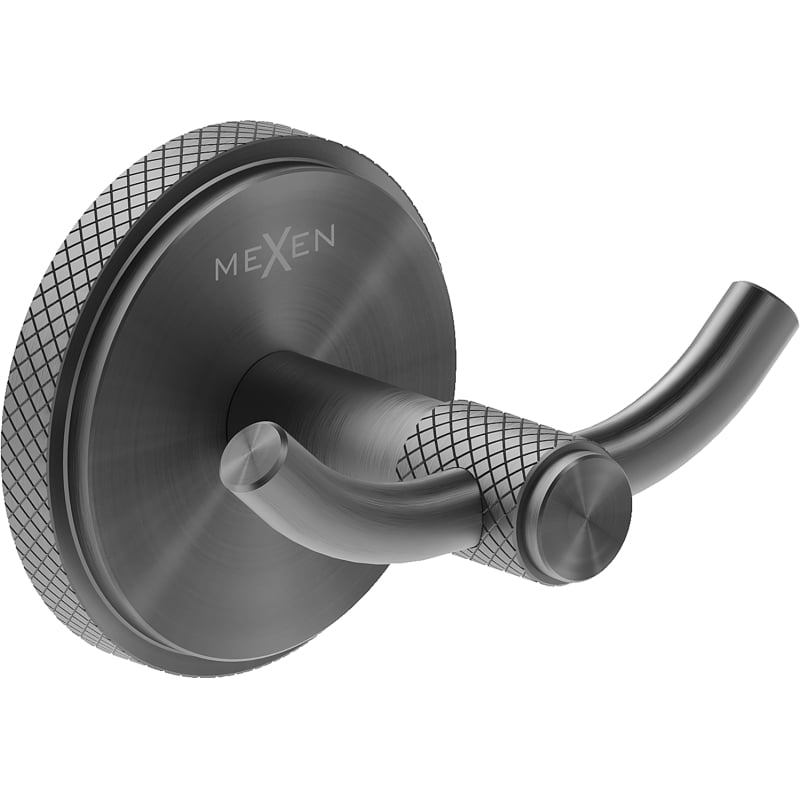 Mexen Gravo podwójny haczyk na ręcznik, gun gray szczotkowany - 70A93012-66