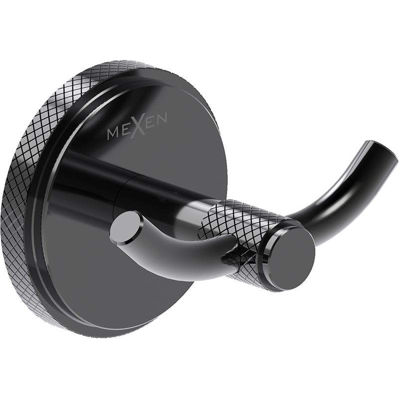 Mexen Gravo dvojni kavelj za brisačo, črna krom - 70A93012-73