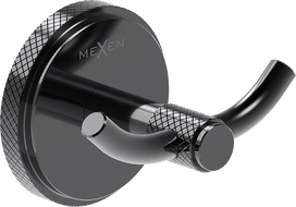 Mexen Gravo διπλός γάντζος για πετσέτα, μαύρο χρώμιο - 70A93012-73