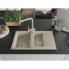 Mexen Gaspar 1,5-komorige granieten gootsteen met afdruiprek en keukenkraan Duero, beige - 6507-69-671600-69