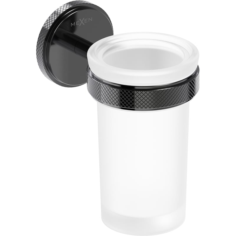 Mexen Gravo tandenborstelbeker, zwarte chroom - 70A93051-73