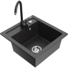 Mexen Vito 1-bowl granite kitchen sink with Telma tap, black speckled - 6503-76-670200-70
