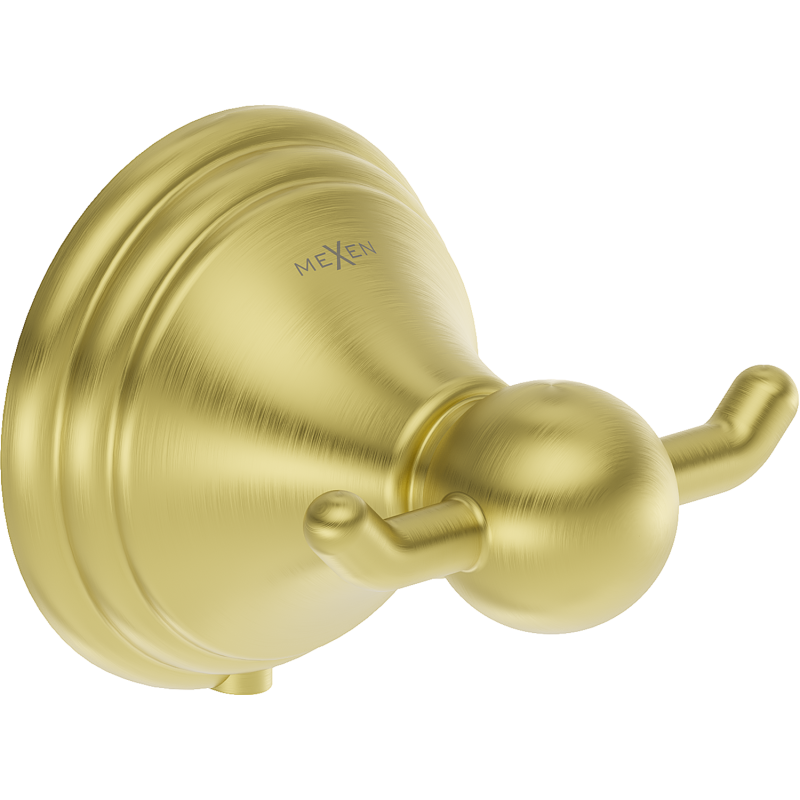 Mexen Lusso διπλός γάντζος για πετσέτα, βουρτσισμένο χρυσό - 70A16812-55