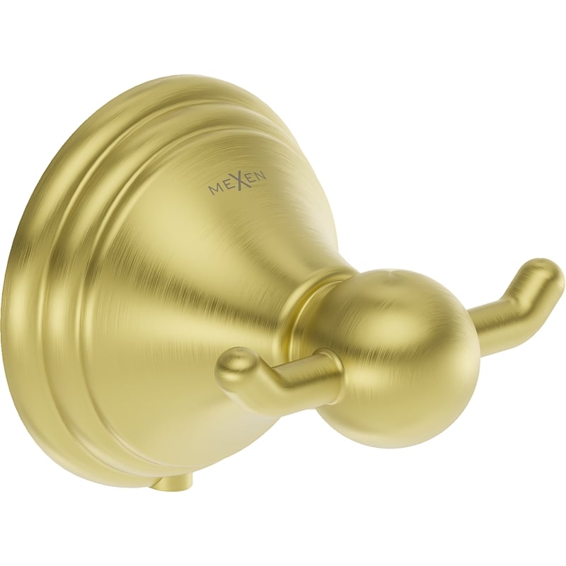 Mexen Lusso gancho doble para toalla, oro cepillado - 70A16812-55