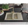 Mexen Gaspar fregadero de granito de 1,5 senos con escurridor y grifo de cocina Duero, beige - 6507-69-671600-50