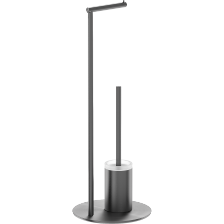 Mexen Loop spazzola per WC a terra con portacarta igienica, gun gray spazzolato - 70A71095-66