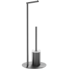 Mexen Loop standing toilet brush with toilet paper holder, brushed gun gray - 70A71095-66