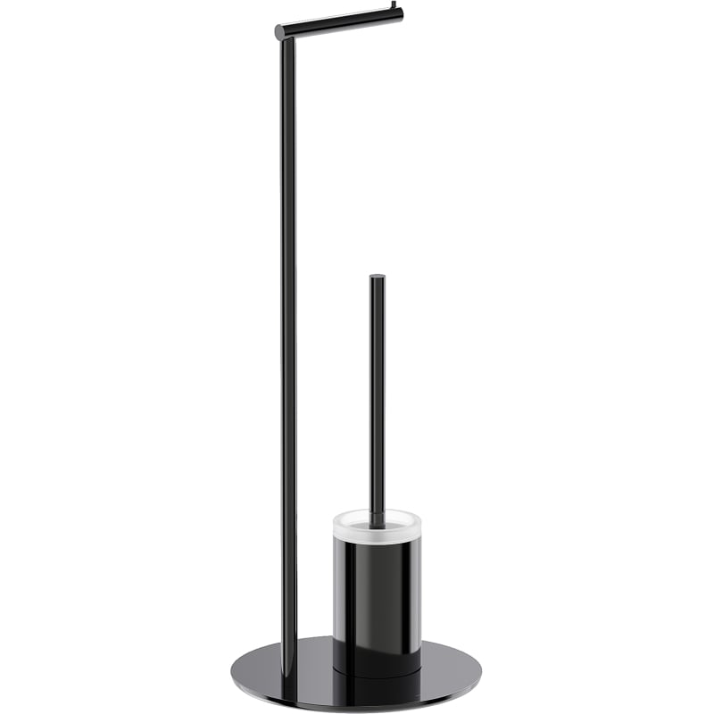 Mexen Loop escova de sanita de pé com suporte para papel, cromo preto - 70A71095-73