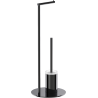 Mexen Loop szczotka toaletowa stojąca z uchwytem na papier, black chrome - 70A71095-73