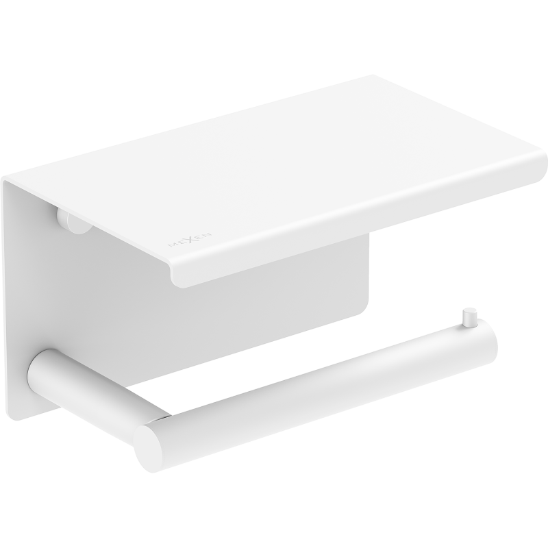 Mexen Loop tualetes papīra turētājs ar plauktu, balts - 70A71022-20