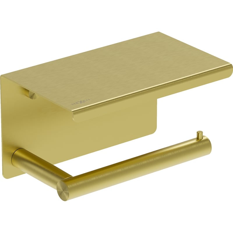 Mexen Loop Toilettenpapierhalter mit Ablage, gebürstetes Gold - 70A71022-55