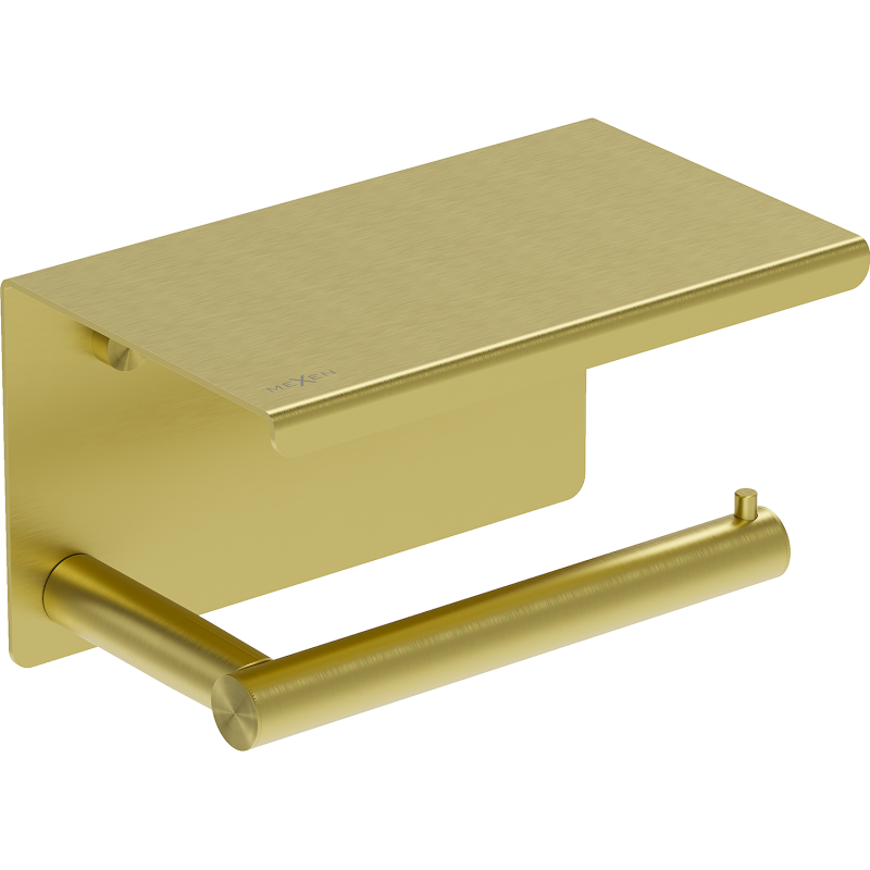 Mexen Loop tualetes papīra turētājs ar plauktu, zeltīts matēts - 70A71022-55