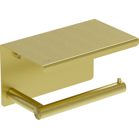 Mexen Loop suporte para papel higiénico com prateleira, dourado escovado - 70A71022-55