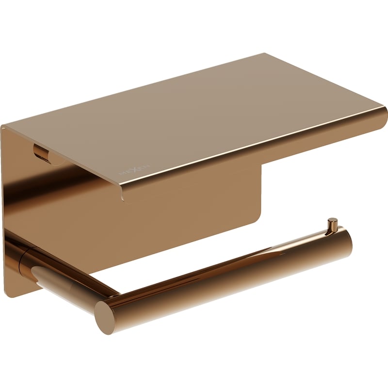 Mexen Loop suporte de papel higiénico com prateleira, ouro rosa - 70A71022-60