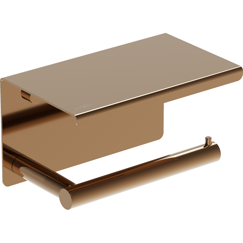 Mexen Loop tualetes papīra turētājs ar plauktu, rožains zelts - 70A71022-60