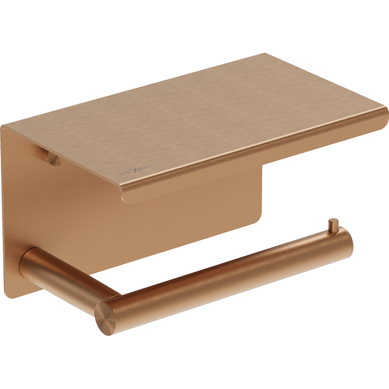 Mexen Loop tualetes papīra turētājs ar plauktu, matēta varš - 70A71022-65