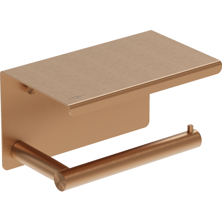 Mexen Loop toiletpapierhouder met plank, geborsteld koper - 70A71022-65