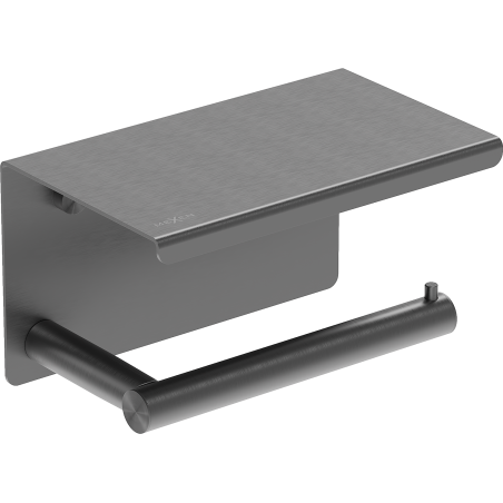 Mexen Loop tualetes papīra turētājs ar plauktu, birstēts gunmetāla pelēks - 70A71022-66